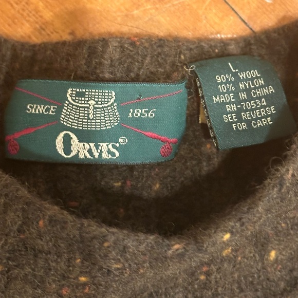 Orvis Dark Brown Cable Knit Women's Sweater - Picture 2 of 6